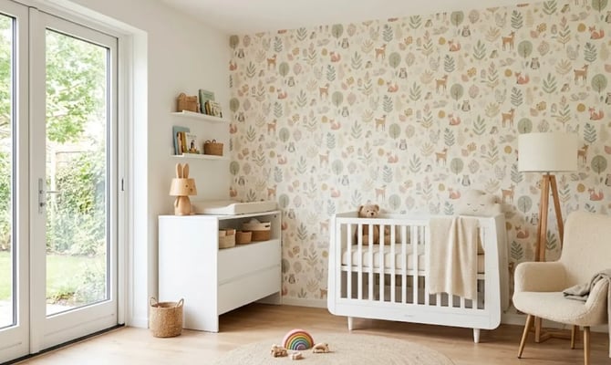 Eijffinger behang met dierenprint op een kinderkamer.